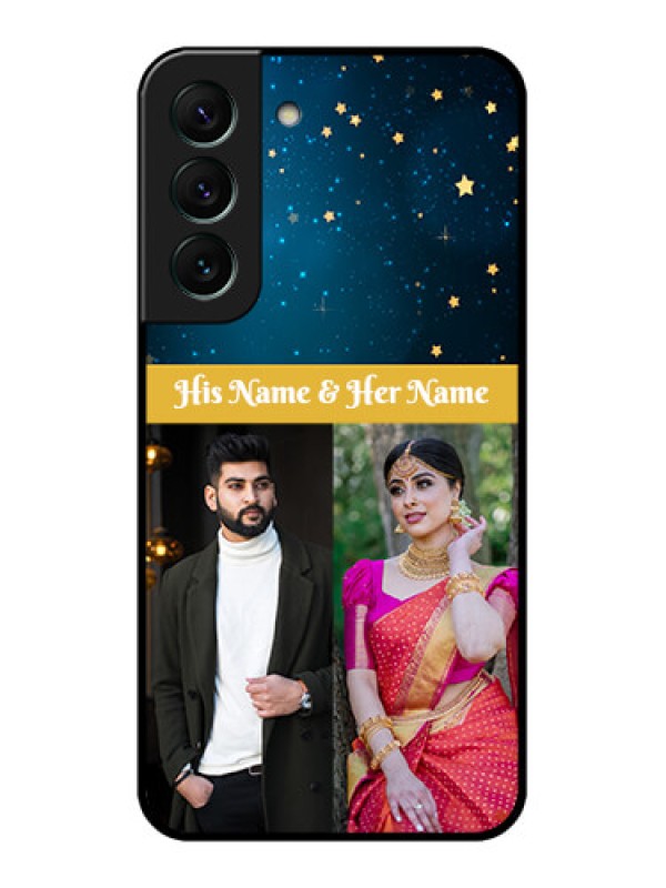 Custom Galaxy S22 5G Custom Glass Phone Case - Galaxy Stars Backdrop Design
