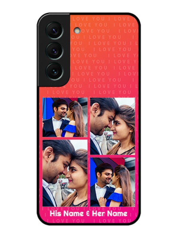 Custom Galaxy S22 5G Custom Glass Phone Case - I Love You Pink Design