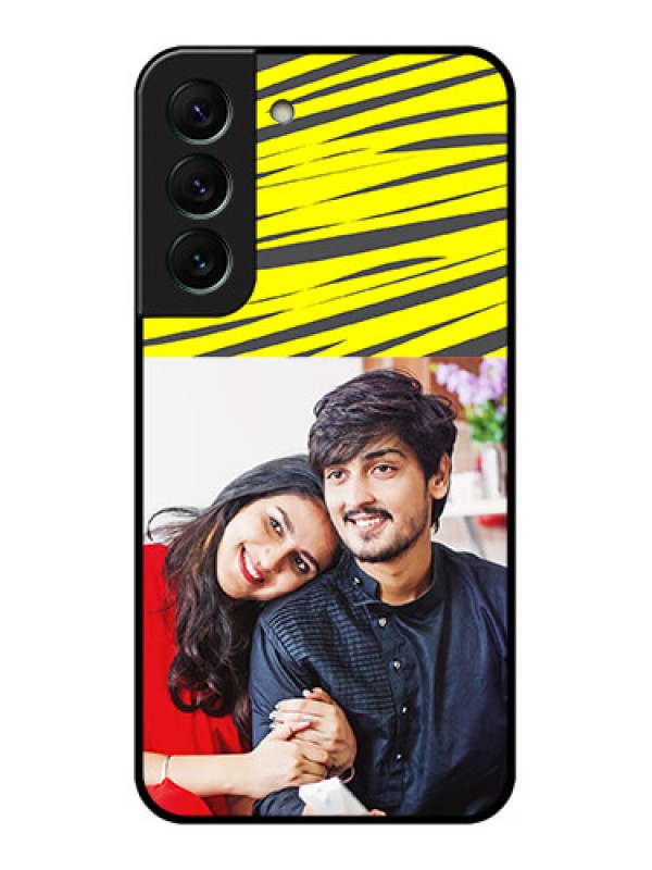 Custom Galaxy S22 5G Photo Printing on Glass Case - Yellow Abstract Design