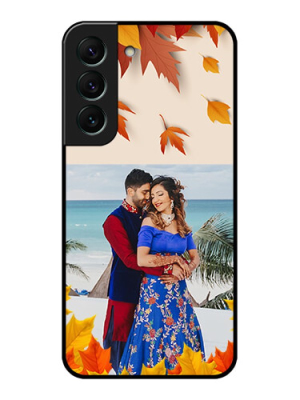 Custom Galaxy S22 5G Photo Printing on Glass Case - Autumn Maple Leaves Design