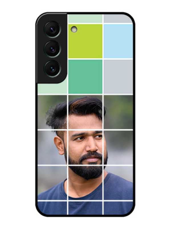 Custom Galaxy S22 5G Photo Printing on Glass Case - with white box pattern