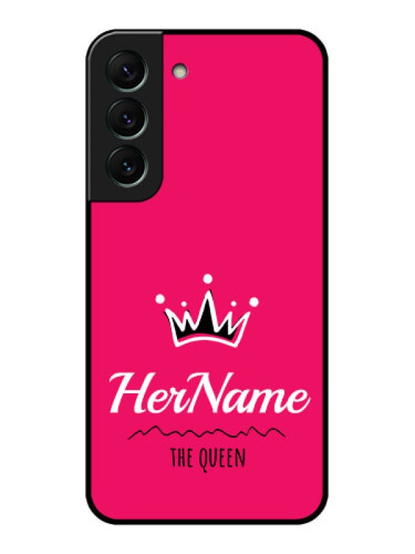 Custom Galaxy S22 5G Glass Phone Case Queen with Name