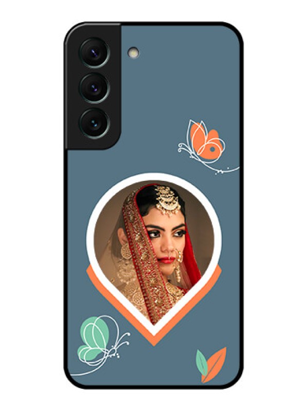 Custom Galaxy S22 5G Custom Glass Mobile Case - Droplet Butterflies Design