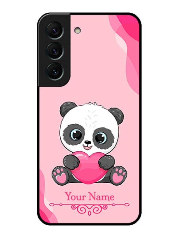 Custom Galaxy S22 5G Custom Glass Mobile Case - Cute Panda Design