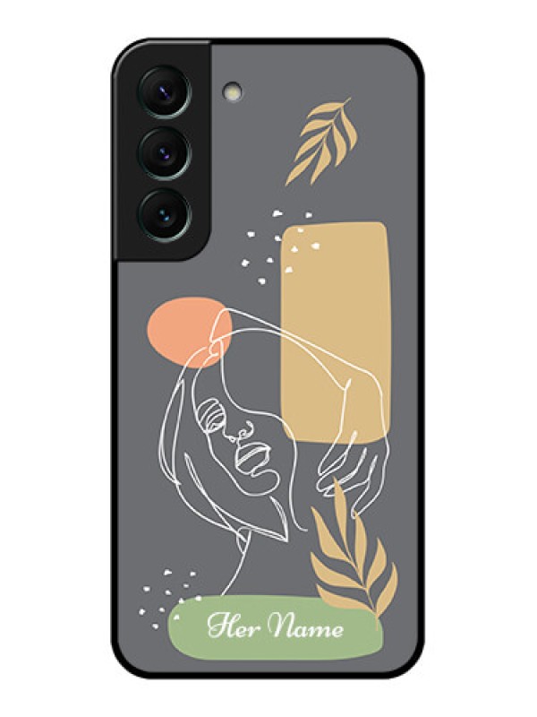 Custom Galaxy S22 5G Custom Glass Phone Case - Gazing Woman line art Design