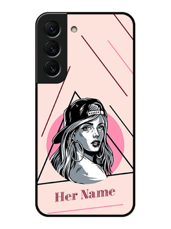 Custom Galaxy S22 5G Personalized Glass Phone Case - Rockstar Girl Design