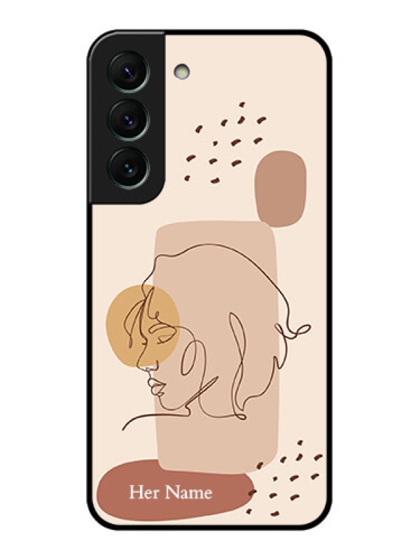 Custom Galaxy S22 5G Photo Printing on Glass Case - Calm Woman line art Design