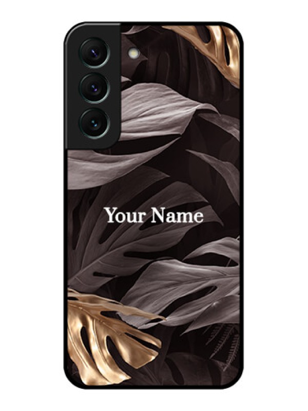 Custom Galaxy S22 5G Personalised Glass Phone Case - Wild Leaves digital paint Design
