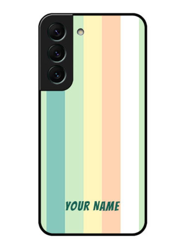Custom Galaxy S22 5G Photo Printing on Glass Case - Multi-colour Stripes Design