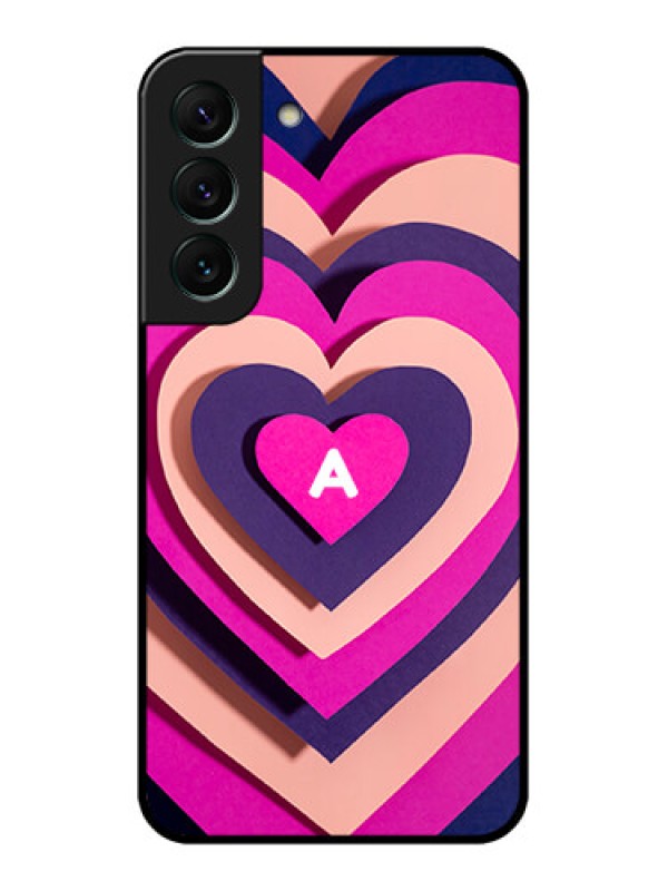 Custom Galaxy S22 5G Custom Glass Mobile Case - Cute Heart Pattern Design