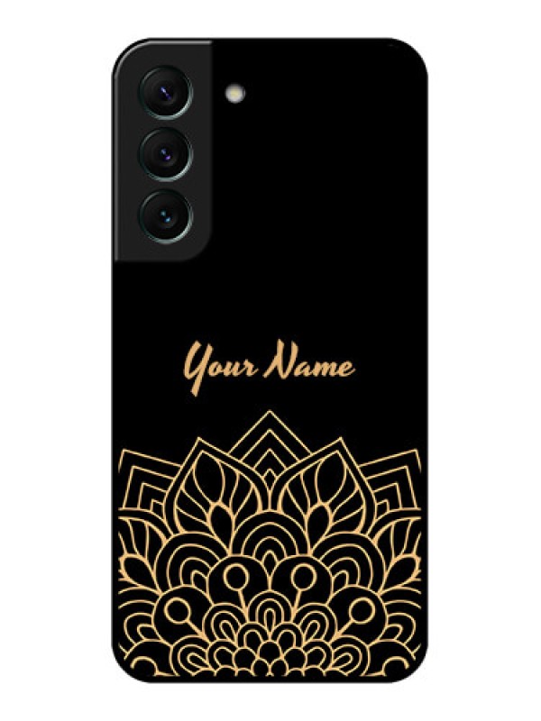 Custom Galaxy S22 5G Custom Glass Phone Case - Golden mandala Design