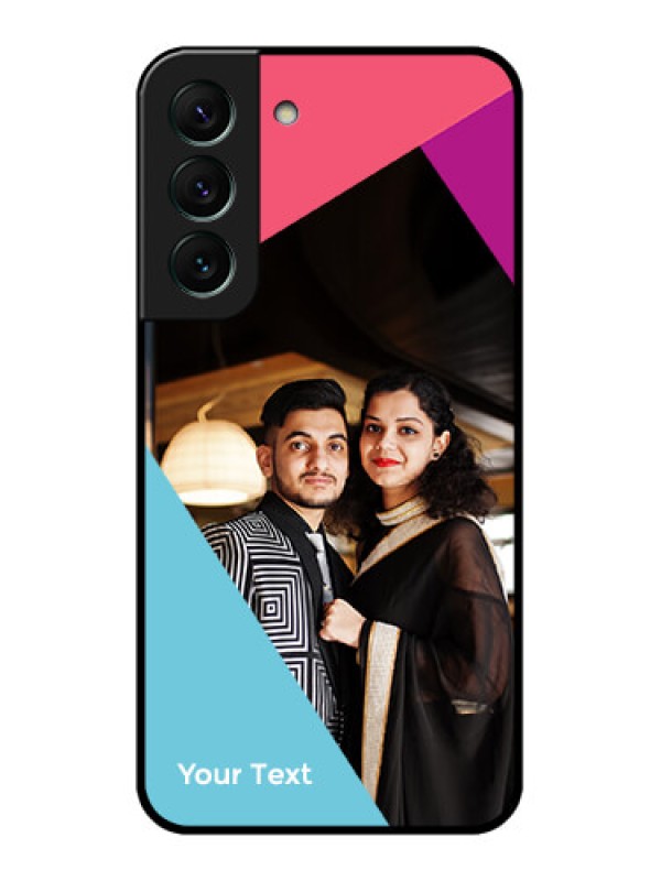 Custom Galaxy S22 5G Custom Glass Mobile Case - Stacked Triple colour Design