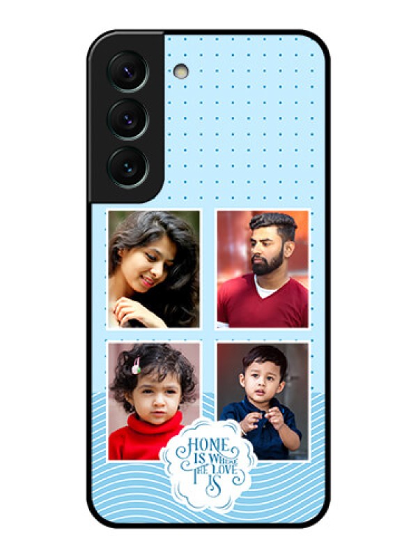 Custom Galaxy S22 5G Custom Glass Phone Case - Cute love quote with 4 pic upload Design