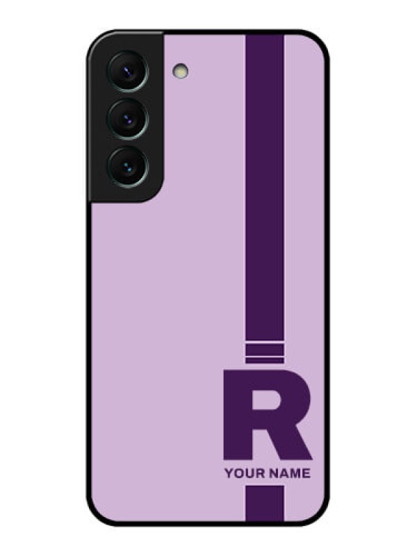 Custom Galaxy S22 5G Photo Printing on Glass Case - Simple dual tone stripe with name Design