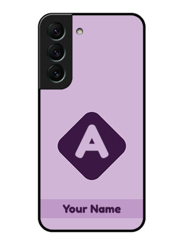 Custom Galaxy S22 5G Custom Glass Mobile Case - Custom Letter in curved badge Design