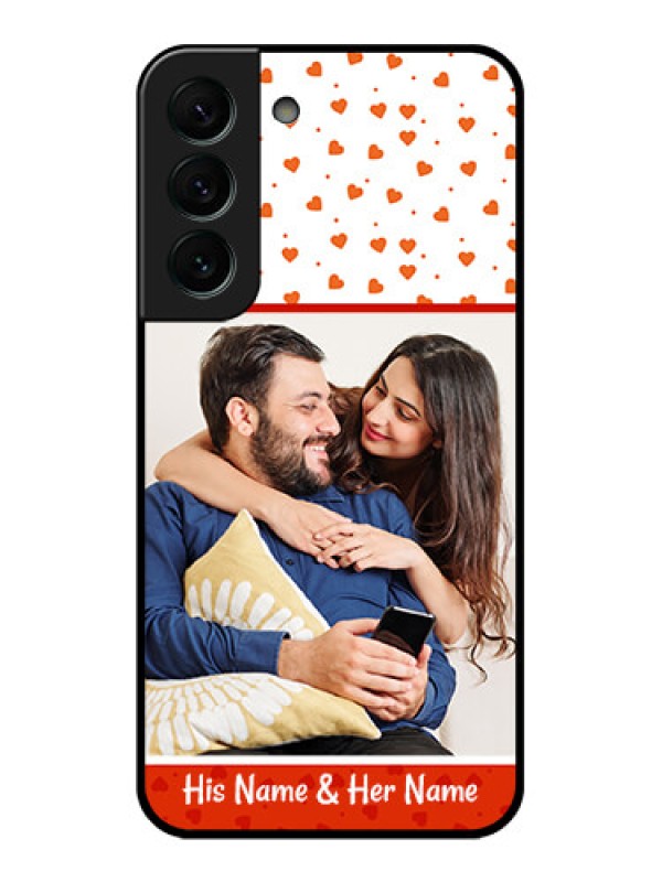 Custom Galaxy S22 Plus 5G Custom Glass Phone Case - Orange Love Symbol Design