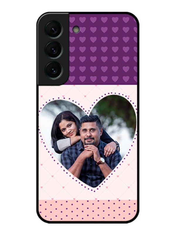 Custom Galaxy S22 Plus 5G Custom Glass Phone Case - Violet Love Dots Design