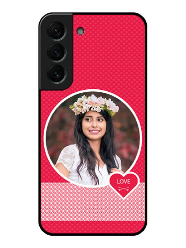 Custom Galaxy S22 Plus 5G Personalised Glass Phone Case - Pink Pattern Design
