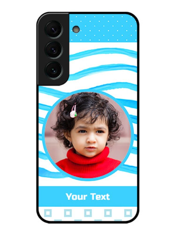 Custom Galaxy S22 Plus 5G Custom Glass Phone Case - Simple Blue Case Design