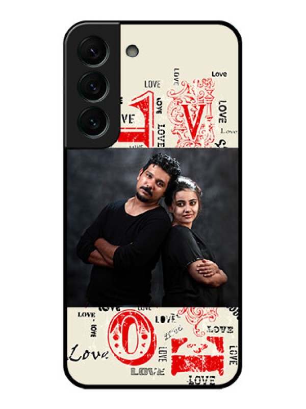Custom Galaxy S22 Plus 5G Photo Printing on Glass Case - Trendy Love Design Case