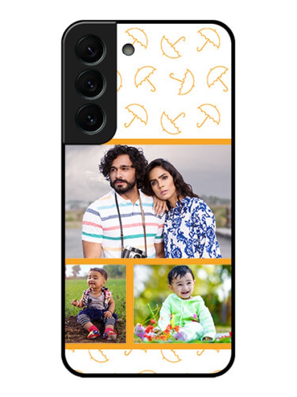 Custom Galaxy S22 Plus 5G Custom Glass Mobile Case - Yellow Pattern Design