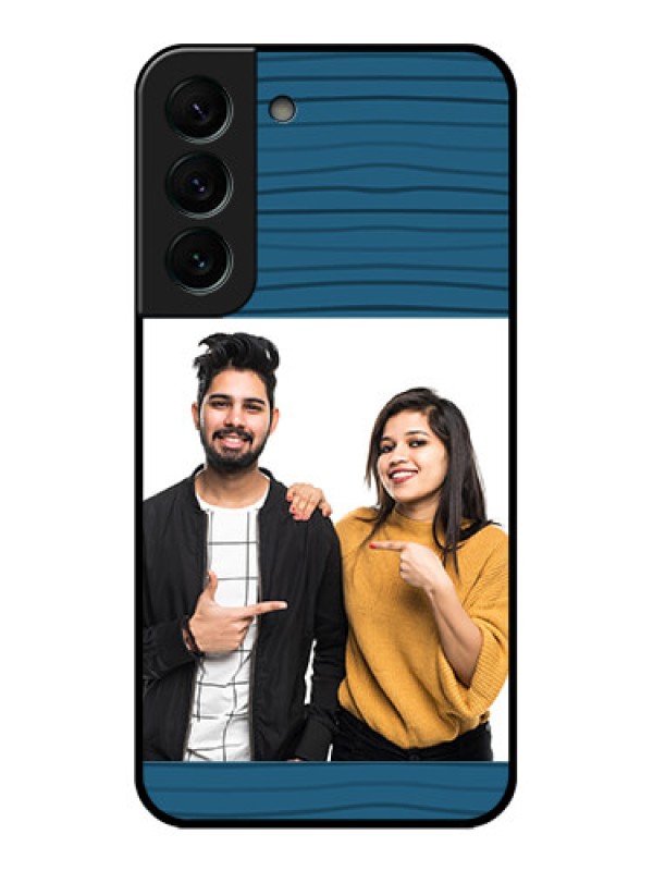 Custom Galaxy S22 Plus 5G Custom Glass Phone Case - Blue Pattern Cover Design