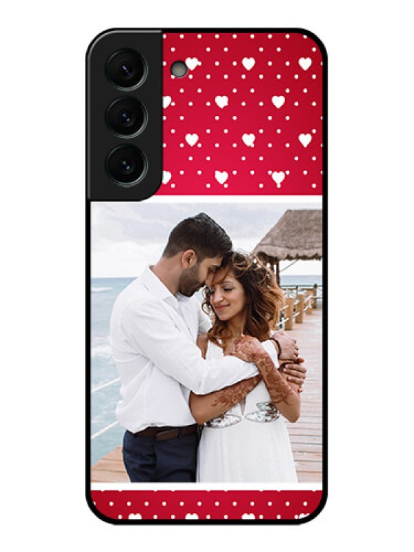 Custom Galaxy S22 Plus 5G Photo Printing on Glass Case - Hearts Mobile Case Design