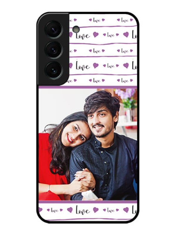 Custom Galaxy S22 Plus 5G Custom Glass Mobile Case - Couples Heart Design