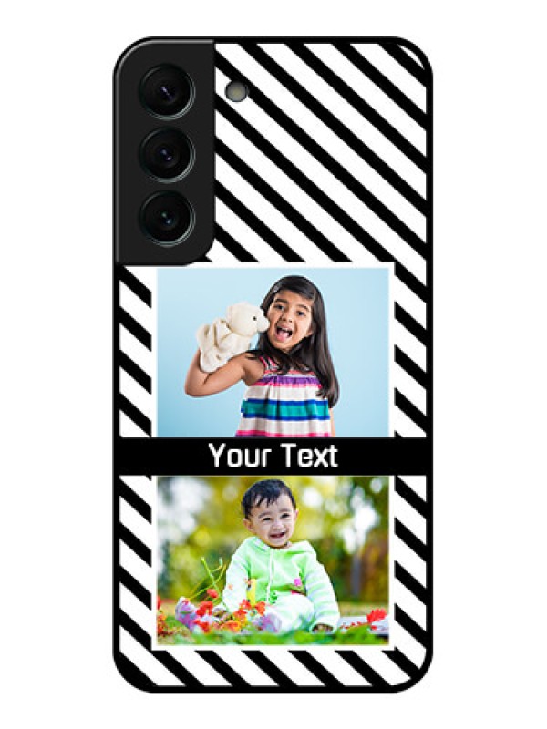 Custom Galaxy S22 Plus 5G Photo Printing on Glass Case - Black And White Stripes Design