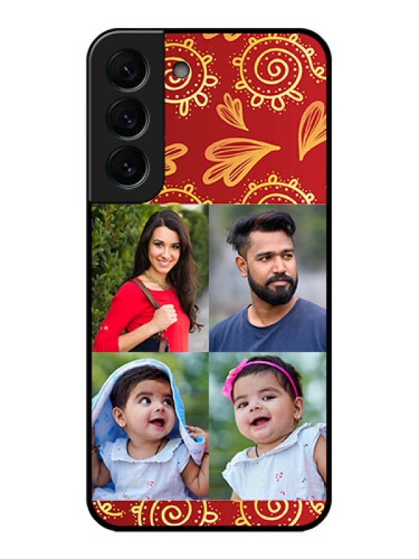 Custom Galaxy S22 Plus 5G Photo Printing on Glass Case - 4 Image Traditional Design