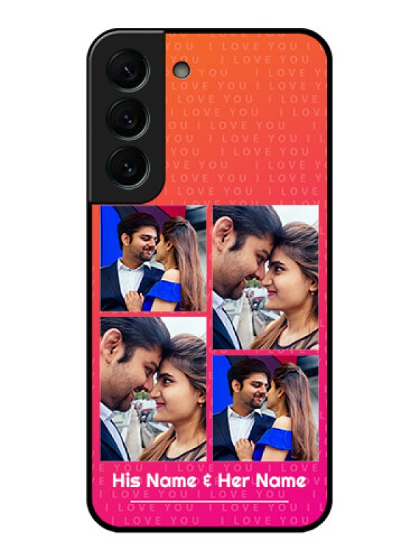 Custom Galaxy S22 Plus 5G Custom Glass Phone Case - I Love You Pink Design