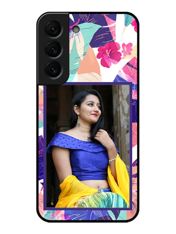 Custom Galaxy S22 Plus 5G Custom Glass Mobile Case - Abstract Floral Design