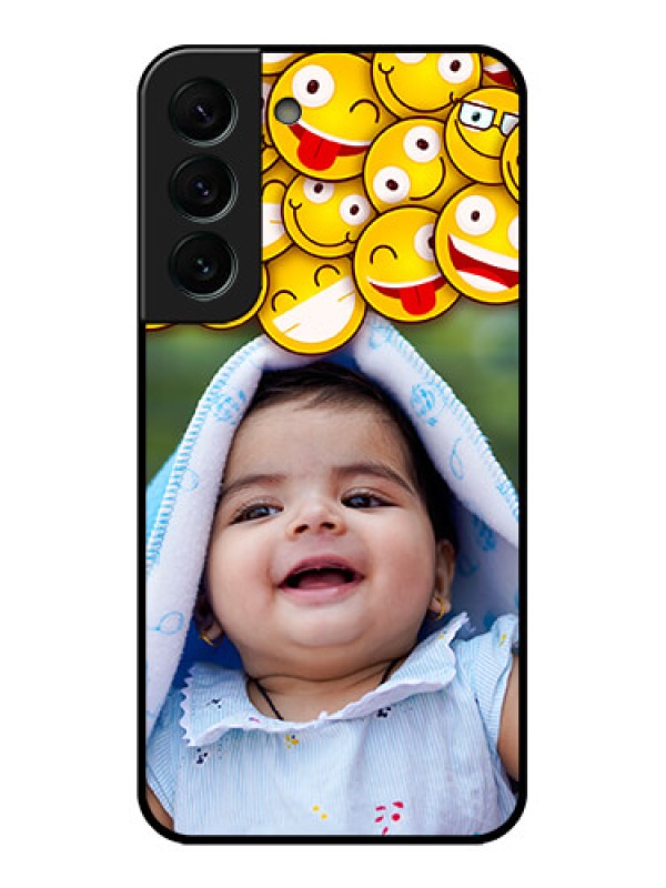 Custom Galaxy S22 Plus 5G Custom Glass Mobile Case - with Smiley Emoji Design