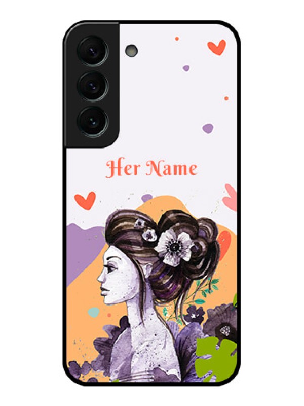 Custom Galaxy S22 Plus 5G Personalized Glass Phone Case - Woman And Nature Design