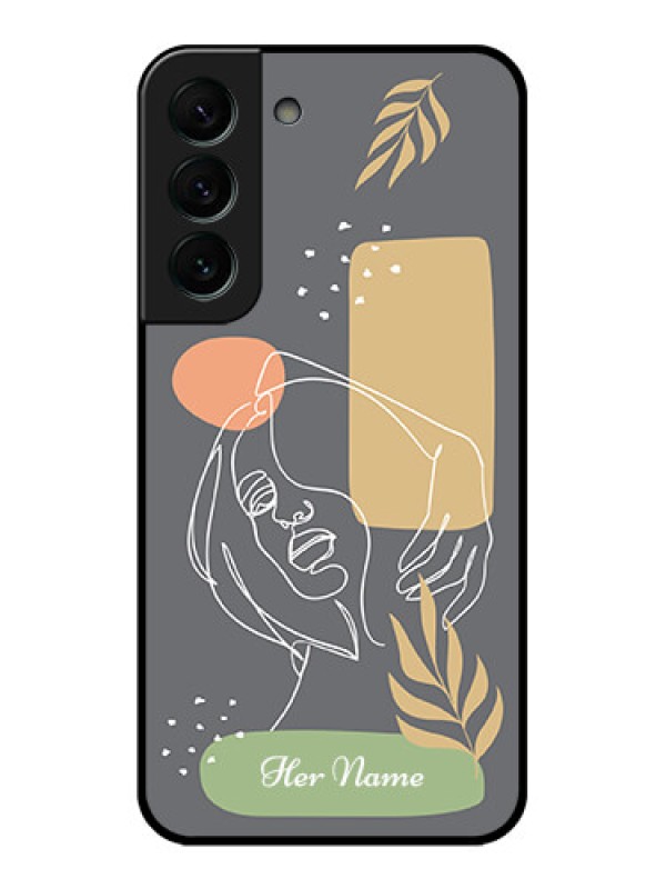 Custom Galaxy S22 Plus 5G Custom Glass Phone Case - Gazing Woman line art Design