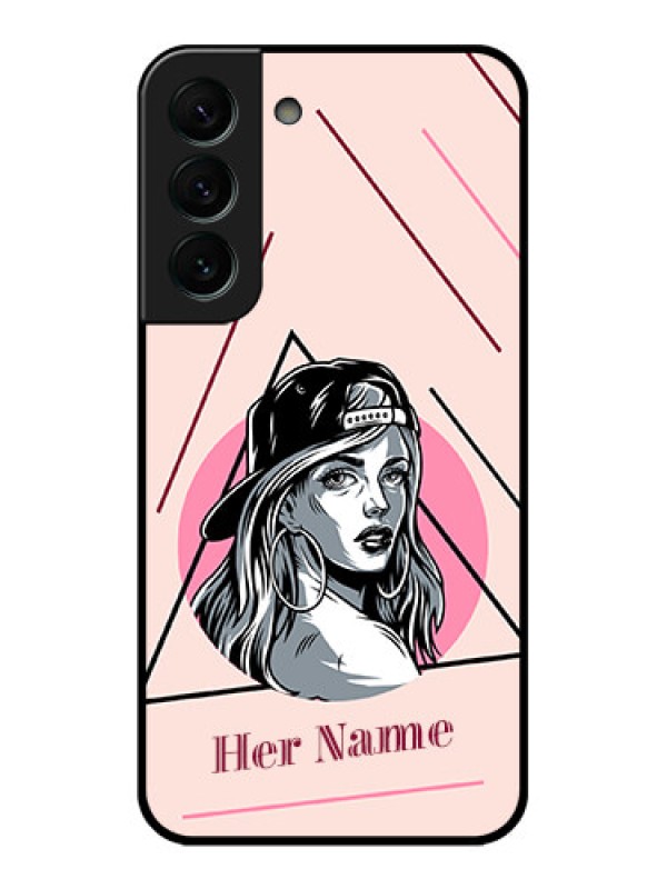 Custom Galaxy S22 Plus 5G Personalized Glass Phone Case - Rockstar Girl Design