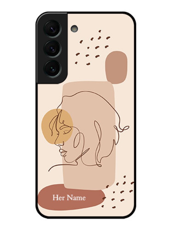 Custom Galaxy S22 Plus 5G Photo Printing on Glass Case - Calm Woman line art Design