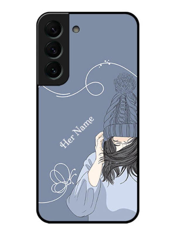 Custom Galaxy S22 Plus 5G Custom Glass Mobile Case - Girl in winter outfit Design