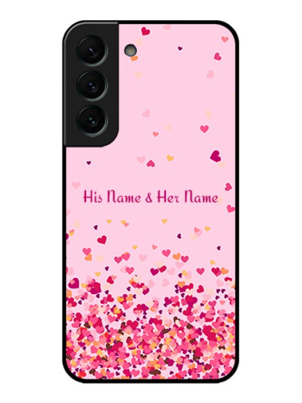 Custom Galaxy S22 Plus 5G Photo Printing on Glass Case - Floating Hearts Design