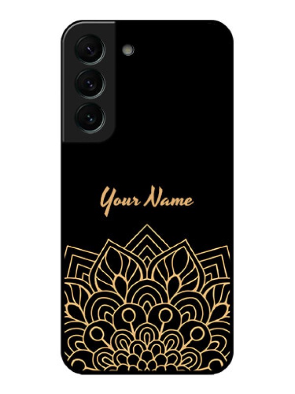 Custom Galaxy S22 Plus 5G Custom Glass Phone Case - Golden mandala Design