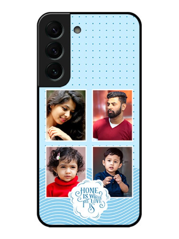 Custom Galaxy S22 Plus 5G Custom Glass Phone Case - Cute love quote with 4 pic upload Design