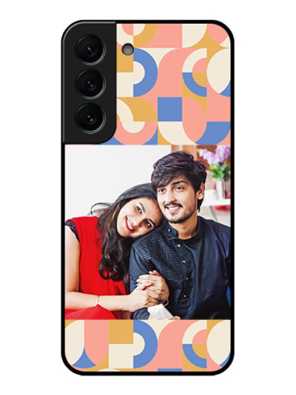 Custom Galaxy S22 Plus 5G Photo Printing on Glass Case - Semi-circle Maze Pattern Design