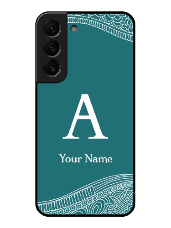 Custom Galaxy S22 Plus 5G Personalized Glass Phone Case - line art pattern with custom name Design