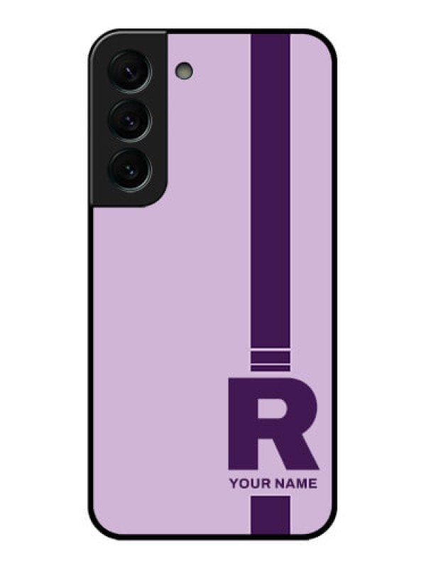 Custom Galaxy S22 Plus 5G Photo Printing on Glass Case - Simple dual tone stripe with name Design