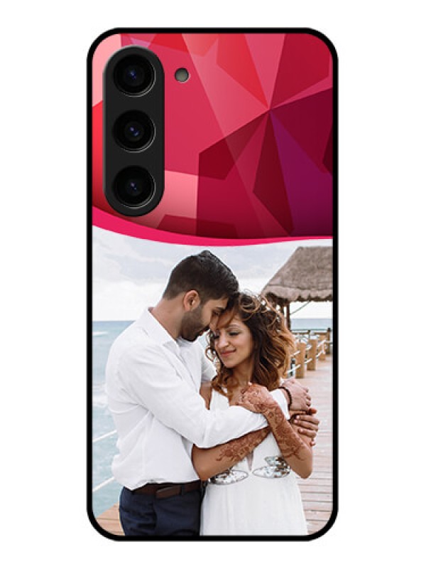Custom Galaxy S23 5G Custom Glass Mobile Case - Red Abstract Design