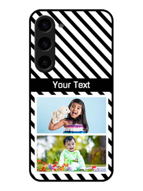 Custom Galaxy S23 5G Photo Printing on Glass Case - Black And White Stripes Design