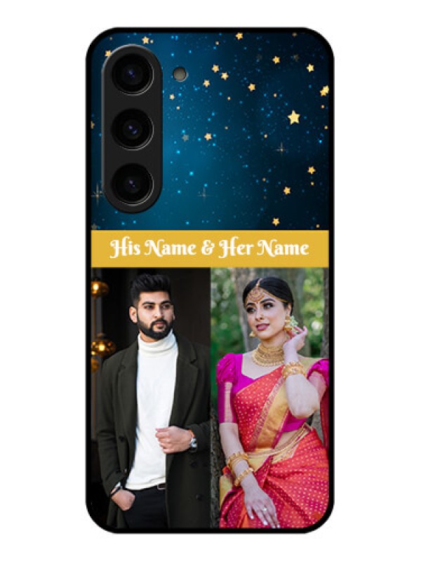 Custom Galaxy S23 5G Custom Glass Phone Case - Galaxy Stars Backdrop Design