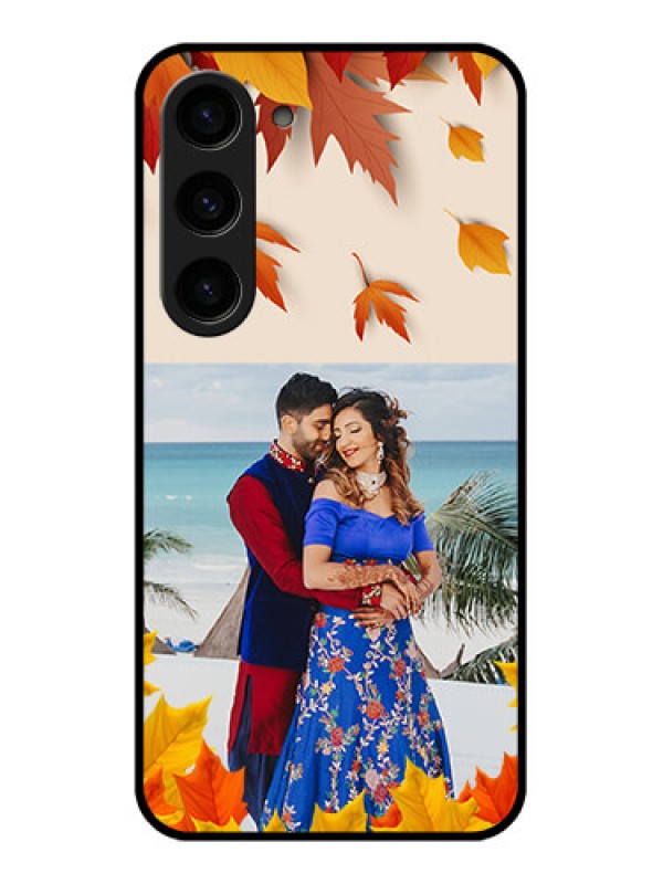 Custom Galaxy S23 5G Photo Printing on Glass Case - Autumn Maple Leaves Design