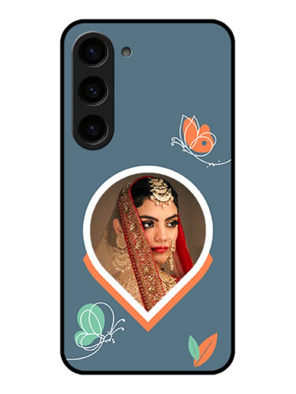Custom Galaxy S23 5G Custom Glass Mobile Case - Droplet Butterflies Design