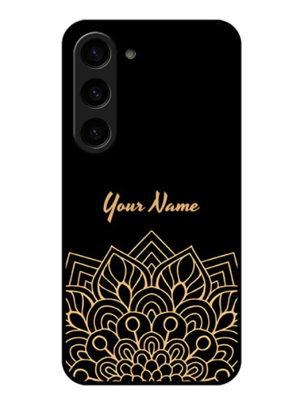Custom Galaxy S23 5G Custom Glass Phone Case - Golden mandala Design